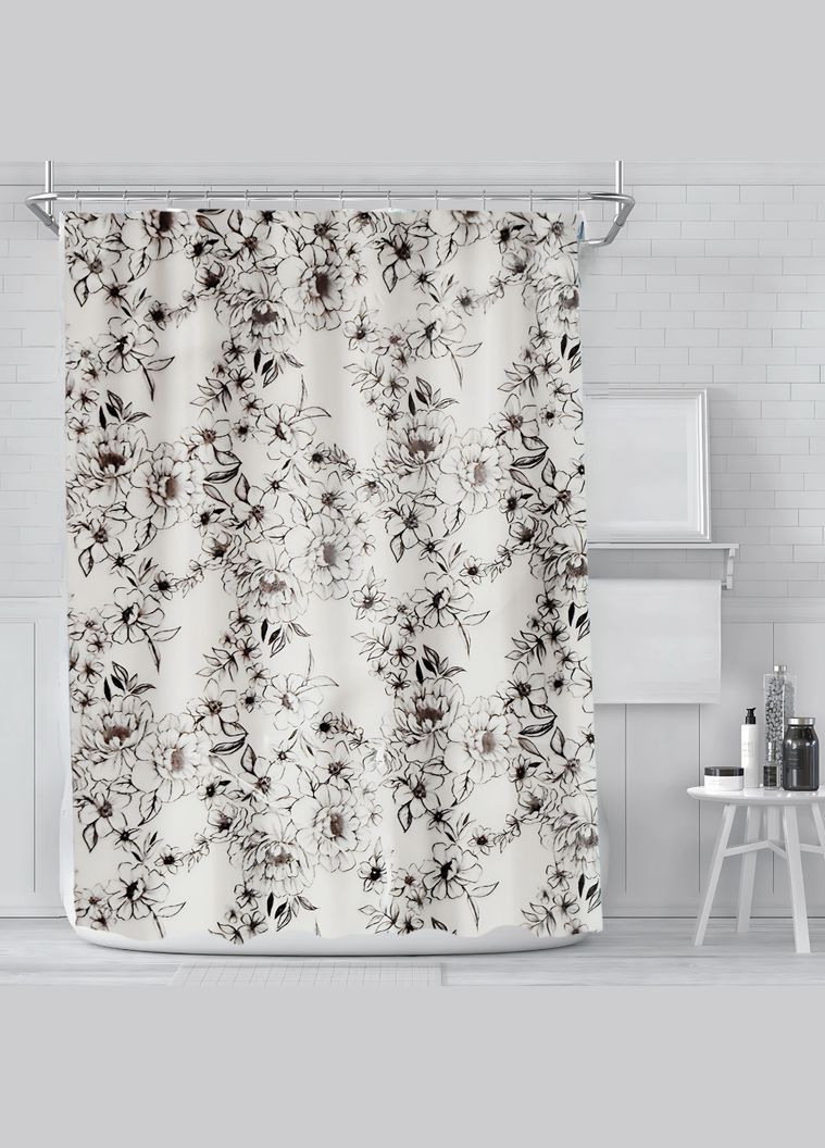Штора для ванной и душа 178x183 см, шторка с принтом для ванной и душевой комнаты с металлическими крючками No Brand (344573440)