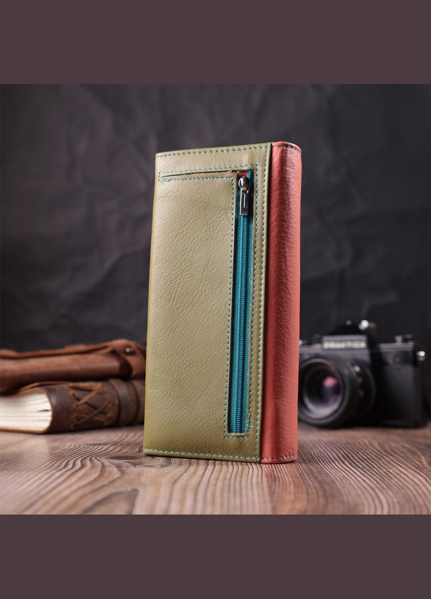 Практичний гаманець для жінок з натуральної шкіри 22520 Різнокольоровий st leather (337352997)