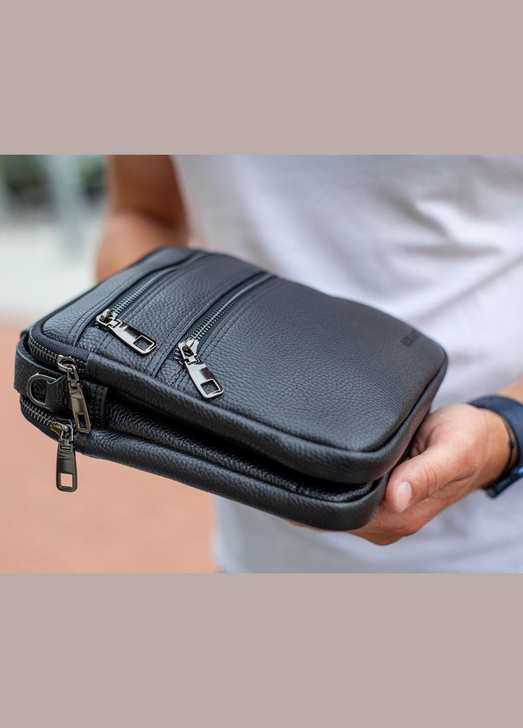 Шкіряна чоловіча сумка-барсетка 20х23х6, месенджер через плече BX-14660 чорний Bexhill (346534026)