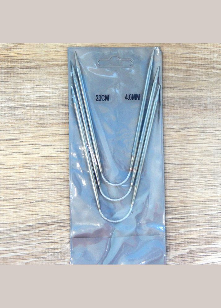 Спицы вязальные носочные на коротком тросике, 4 мм, 3 шт No Brand (340485054)