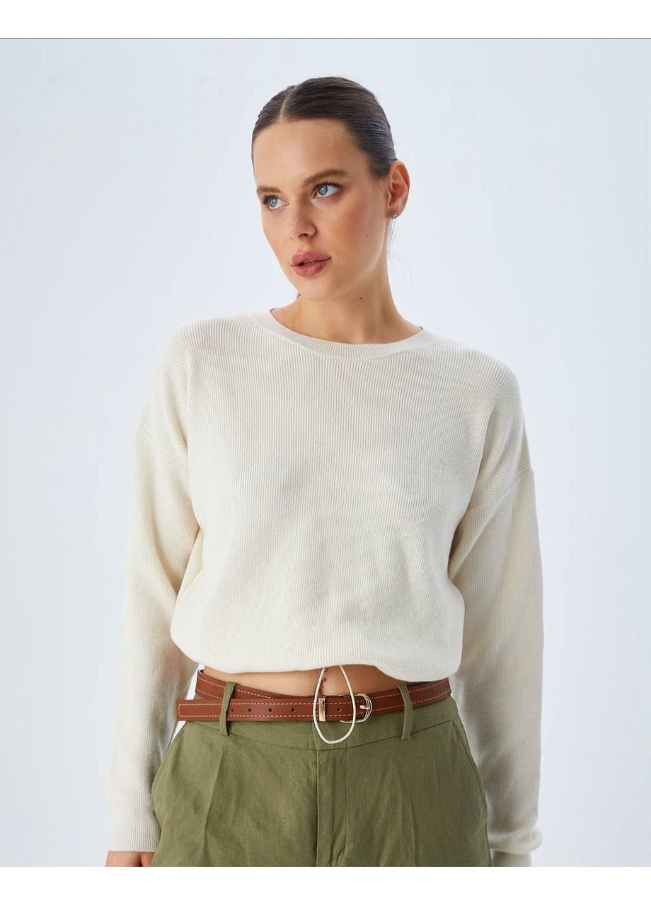 Молочный демисезонный базовый мягкий свитер с кулиской — замеры в описании. DK/DL Мода без кордонів