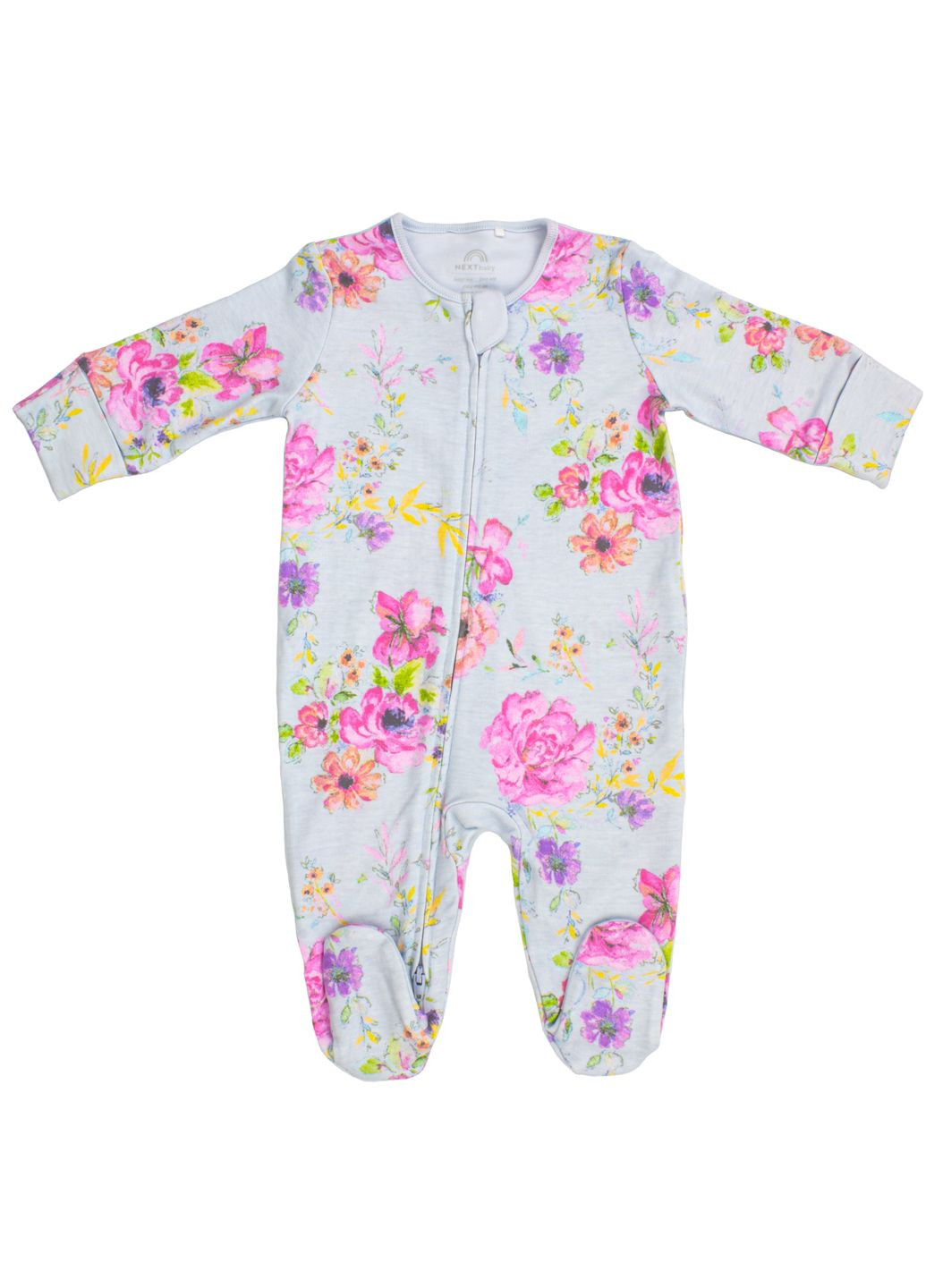 Человечек детский молочный с цветами и закрытой ножкой Next Trend (351871932)