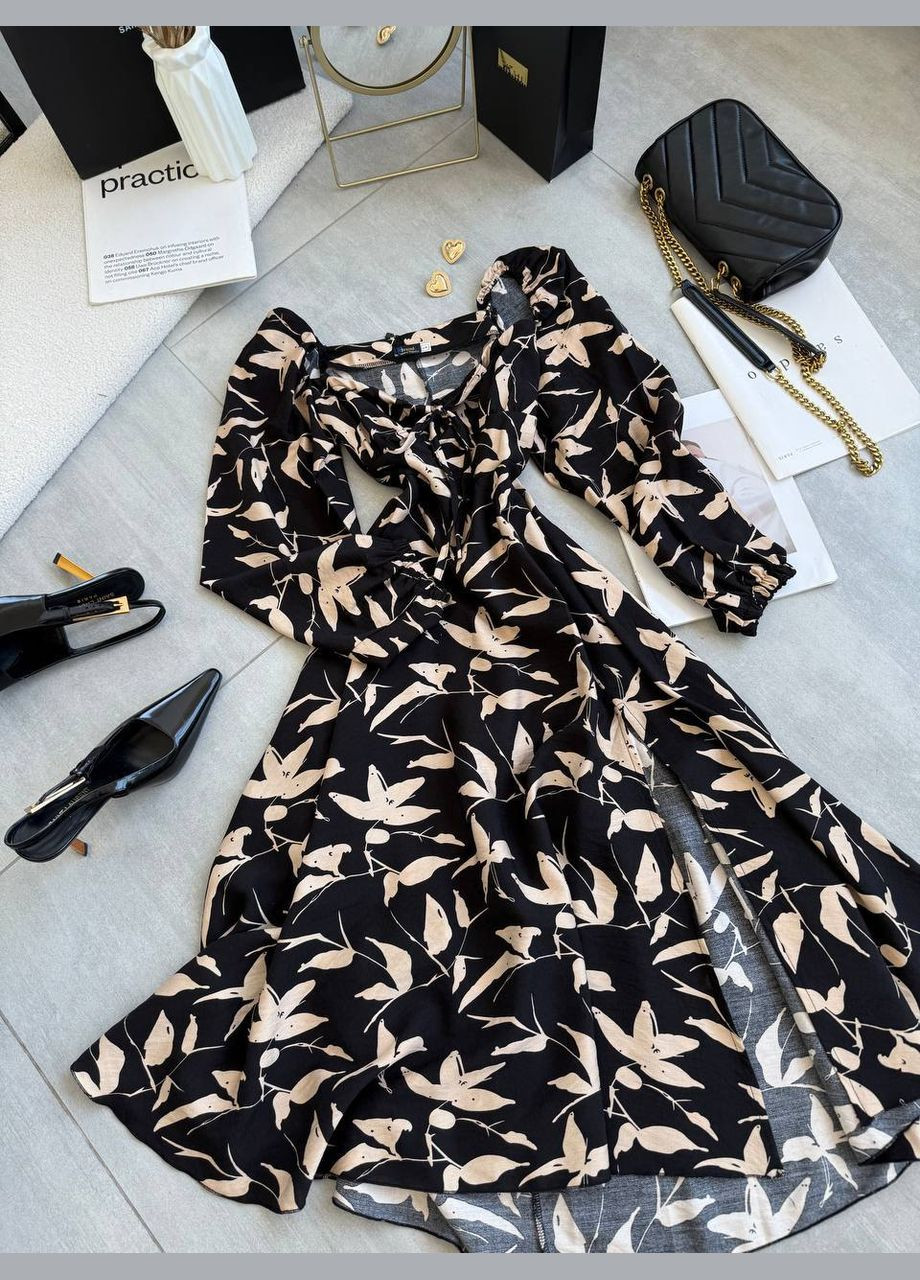 Чорна відвертий, коктейльна, вечірня легка і романтична сукня виготовлена з преміальної тканини. queensleep_7km