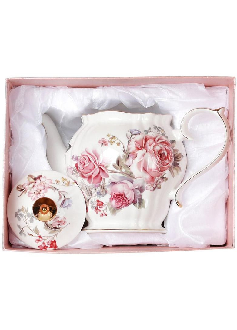 Заварочный чайник Версаль 1250мл фарфоровый с золотой каймой для чая и трав белый фарфор с декором Bona (368990810)