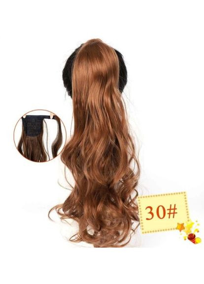 Шиньон золотистый коричневый волнистый хвост на липучке No Brand (355802231)