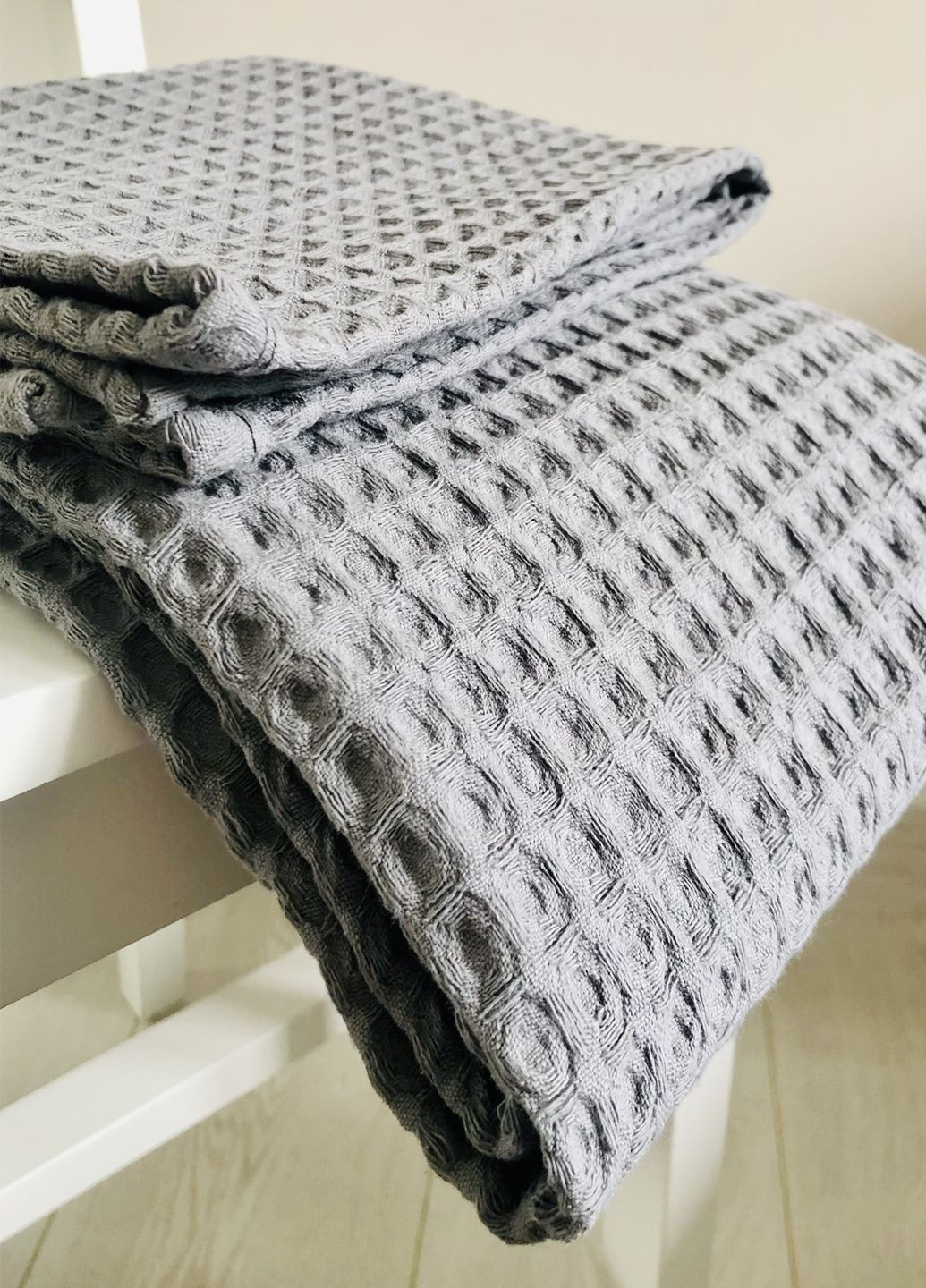 Вафельний рушник для обличчя та рук, розмір 50×90 см Vishnya темно-сірий