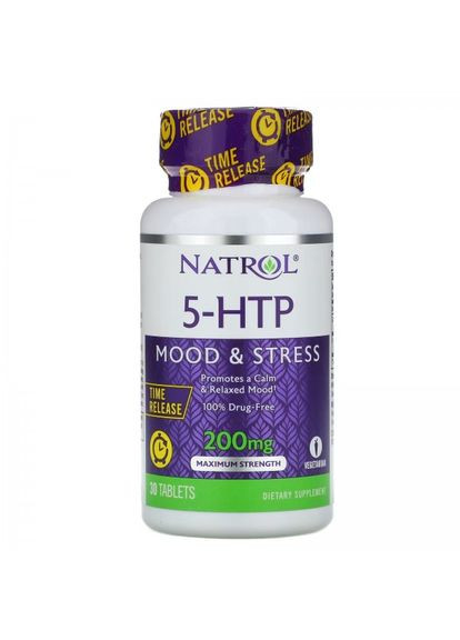5HTP 5-гідрокси L-триптофан TR,, сповільненого вивільнення, 200 мг, 30 таблеток (NTL-05172) Natrol (266799344)