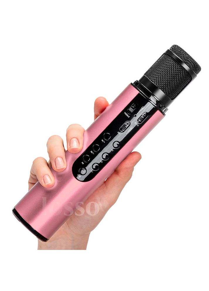 Караоке микрофон K1 Premium розовый (стерео, звуковая карта) Losso (327041729)