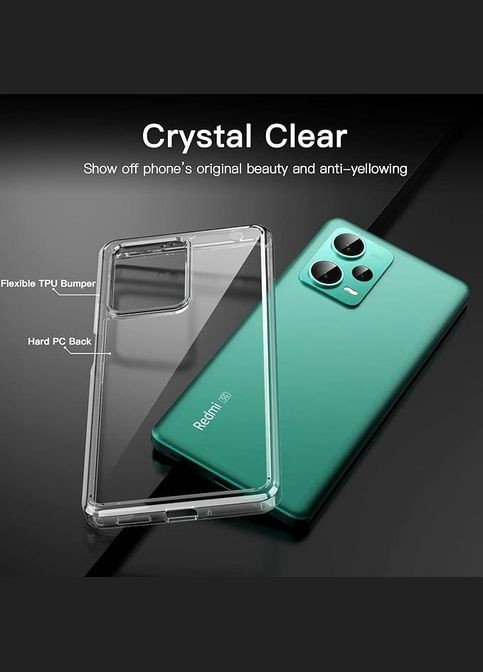Прозорий чохол для Xiaomi Redmi Note 12 5G – проти пожовтіння, ударостійкий, захисний JeTech (323208930)