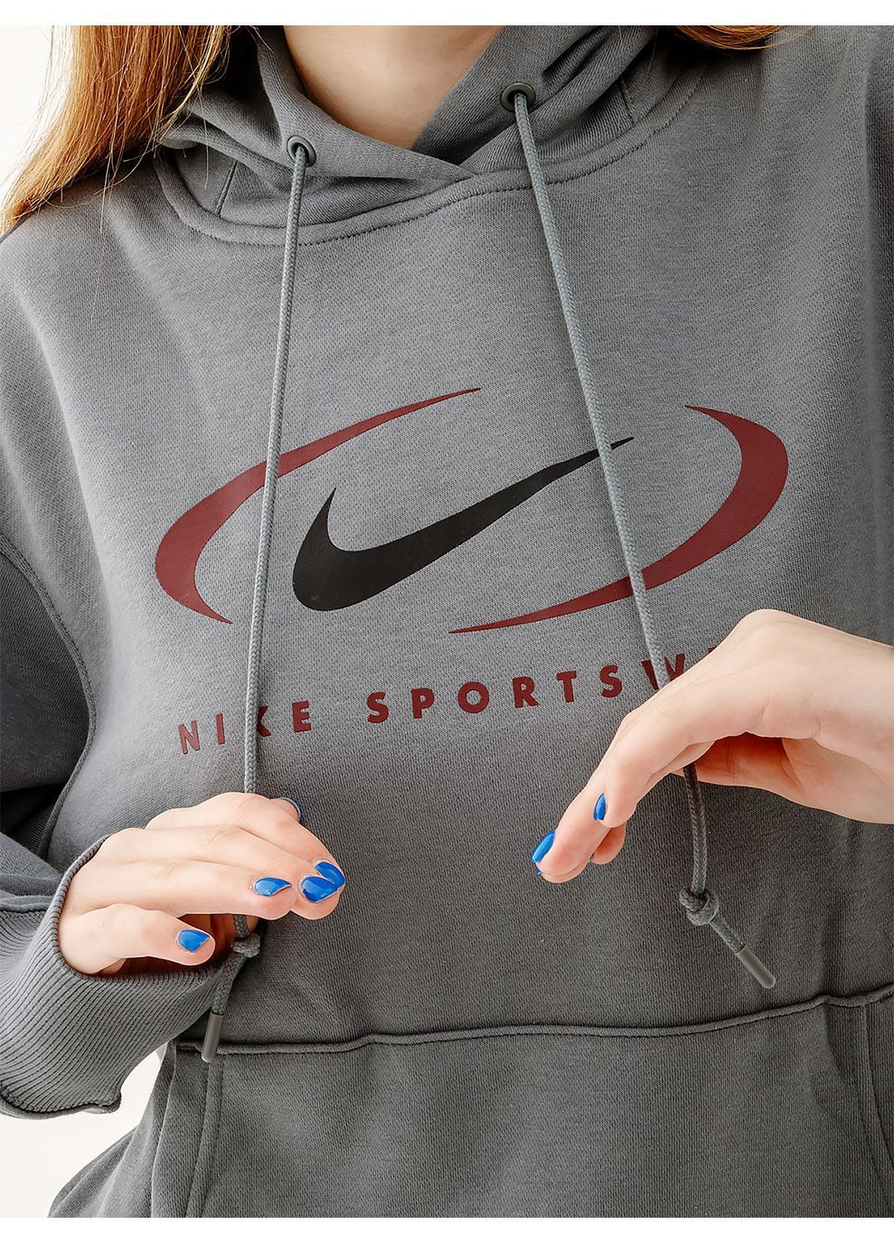 Жіноче Худі NS FLC OS PO HD SWSH Сірий Nike (282616705)