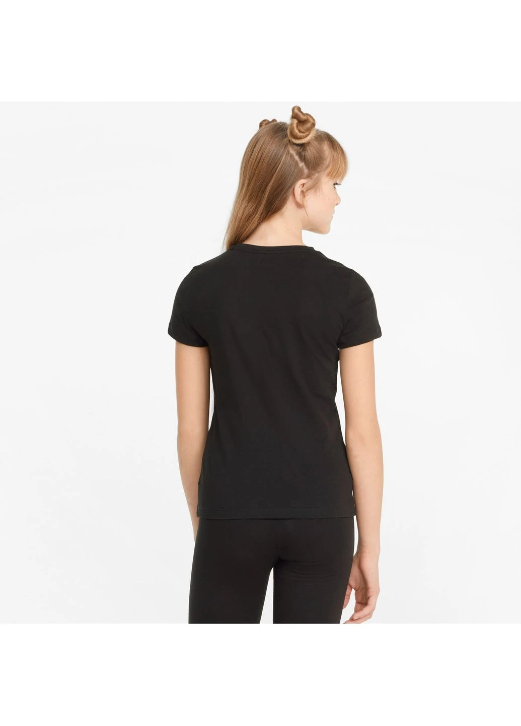 Чорна літня футболка essentials+ logo youth tee black 846953-01 Puma