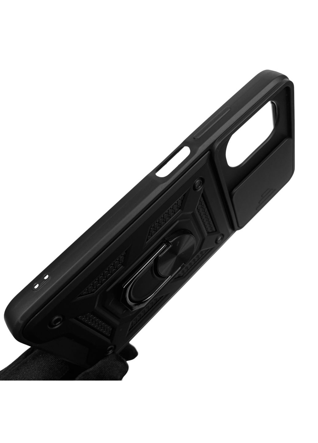 Чехол для POCO M5 бронированный с кольцом подставкой со шторкой на сяоми поко м5 чёрный rg1 Xiaomi (366020493)