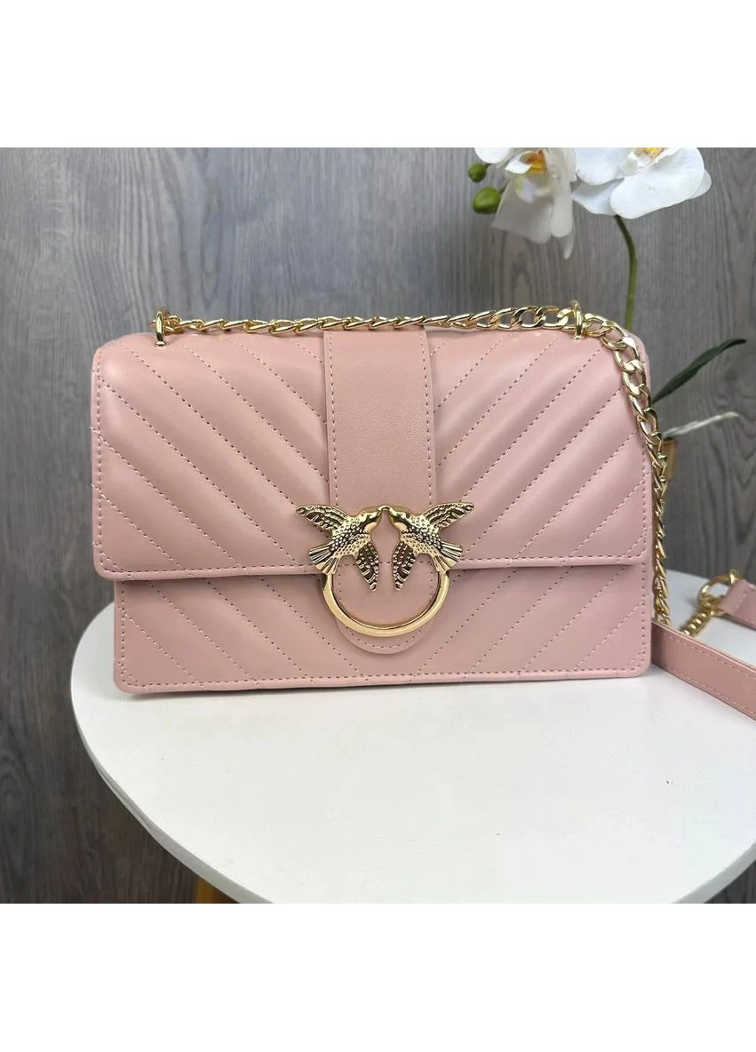 Женская мини сумочка клатч экокожа 24х8,5х16 см розовая с золотом No Brand (398475429)