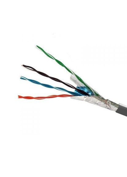 Мережевий кабель FTP cat5e 4х2х0,51 мм² CCA ПВХ сірий, внутрішній монтаж Electro House (346087970)
