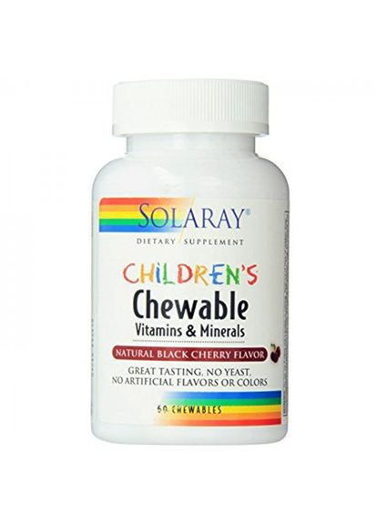 Мультивитамины для детей, Children's Vitamins and Minerals,, 60 жевательных таблеток (SOR04796) Solaray (268124110)