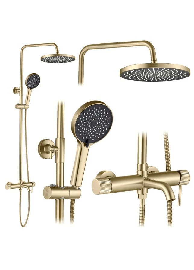 Душовий гарнітур LUNGO STRIPE BRUSHED GOLD з виливом Rea (401882890)