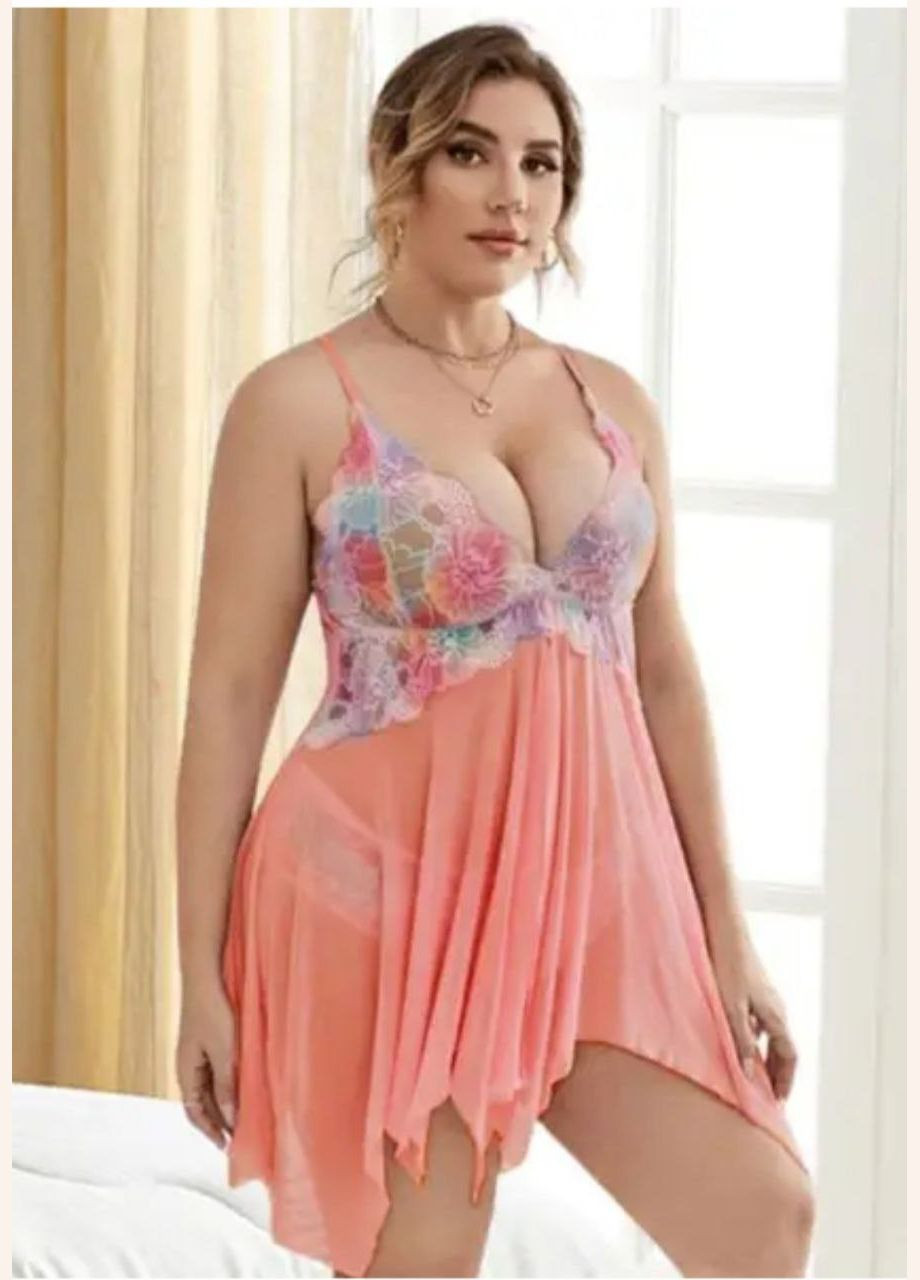 Красивый прозрачный пеньюар персиковый No Brand (323224418)