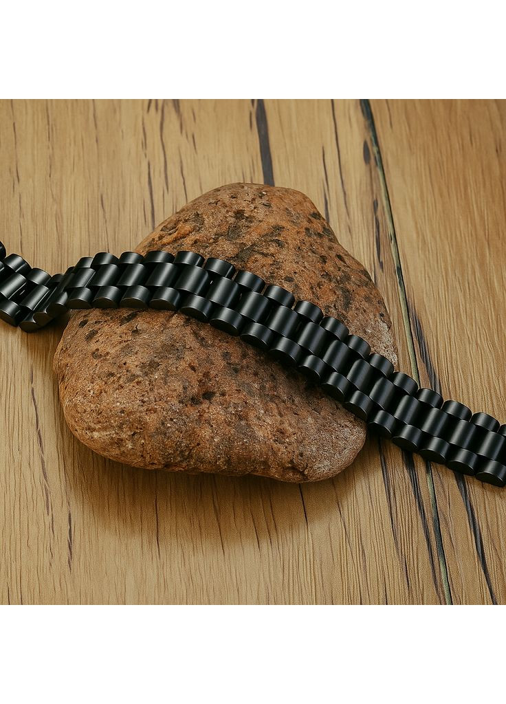 Стальной мужской браслет из ювелирной стали черный 21см No Brand (369964997)