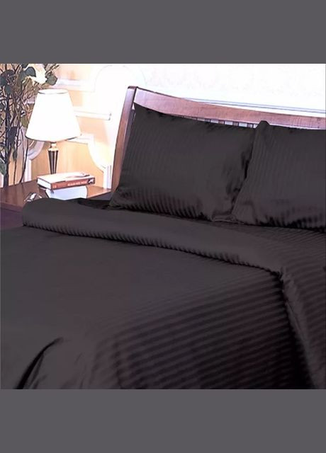 Комплект постільної білизни сатин страйп чорна 145х215, сатинова постільна білизна Ярослав (330777009)