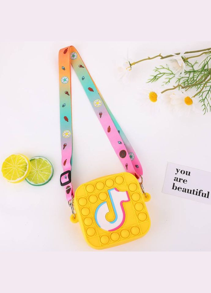 Дитяча силіконова сумочка гаманець C4351 TikTok Жовта Pop It (327216749)