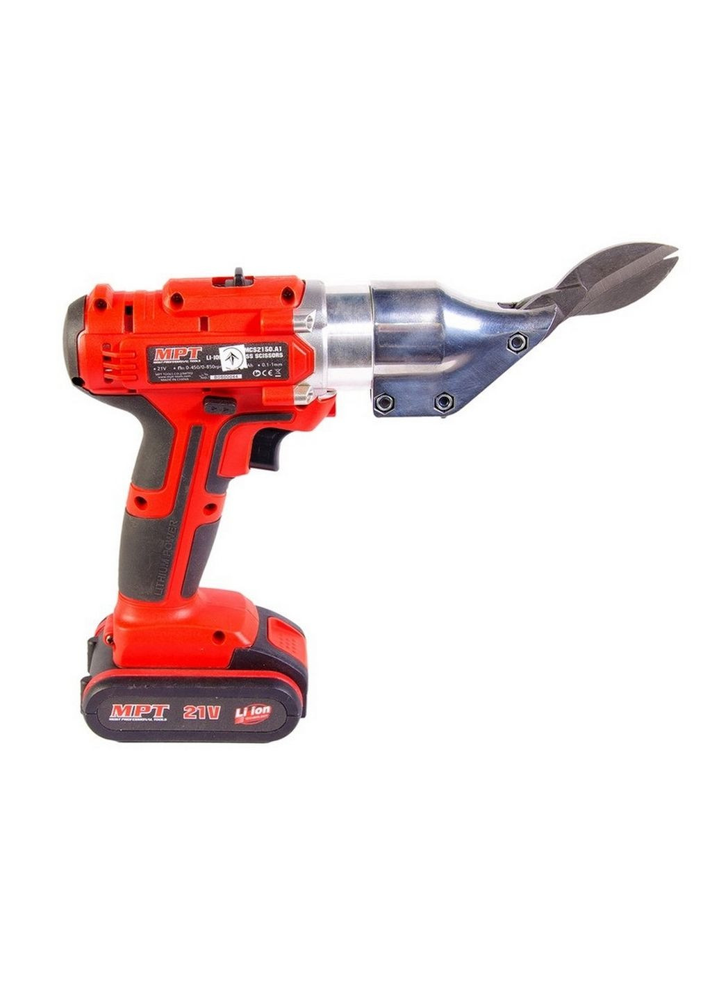 Ножиці акумуляторні по металу 21 В Li-ion 1.5 Ач 2 швидкості 0.1-1 мм MPT (288187262)