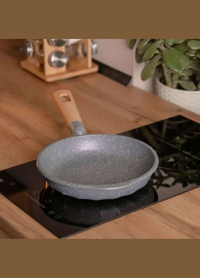 Сковорода алюминиевая с мраморным антипригарным покрытием 26 см, серый MGC (322771175)