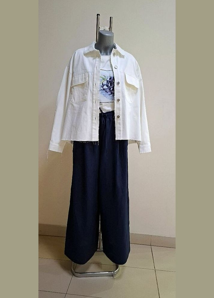 Штани жіночі сині лляні палаццо MKKS9070-1 KAPTSOVA (339869557)