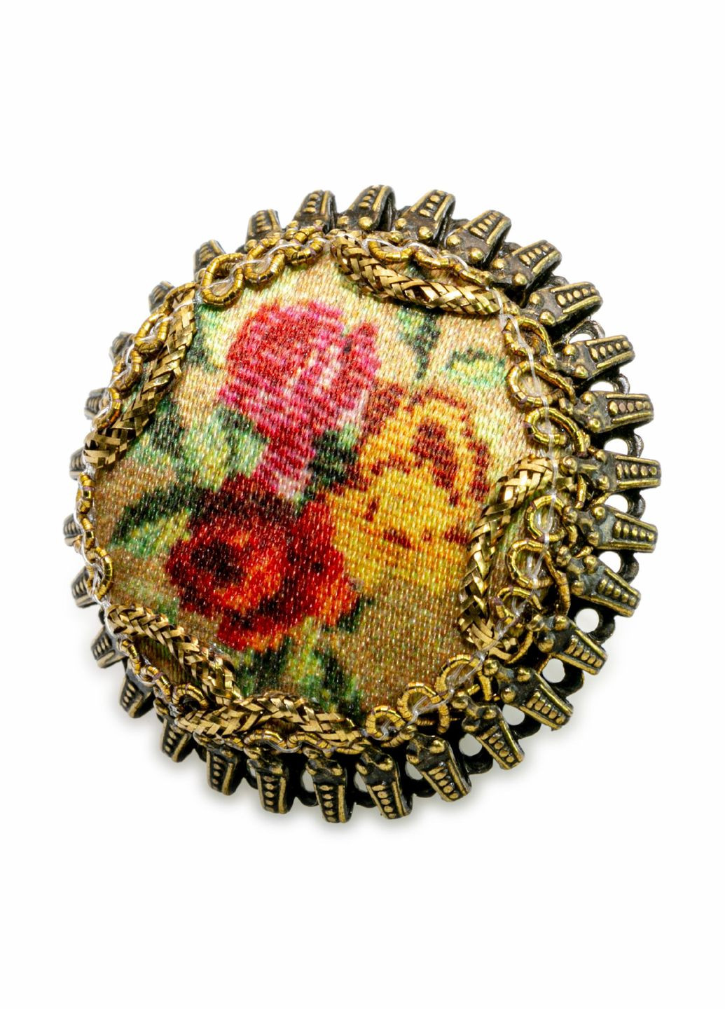 Кольцо "Романтика роз" от с текстильным узором и плетением из латуни Michal Negrin (347018233)