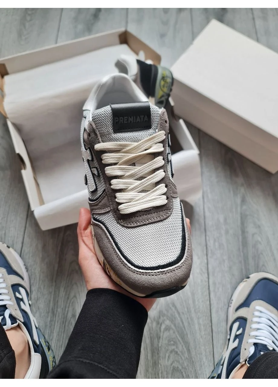 Білі літні кросівки premiata mick grey/white преміата No Brand