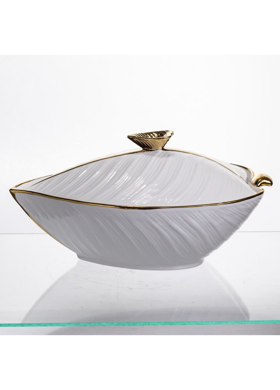 Супница 800 (мл) фарфоровая 32×21×16 (см) с крышкой с золотом XL-4054AG Yiwu (371161225)