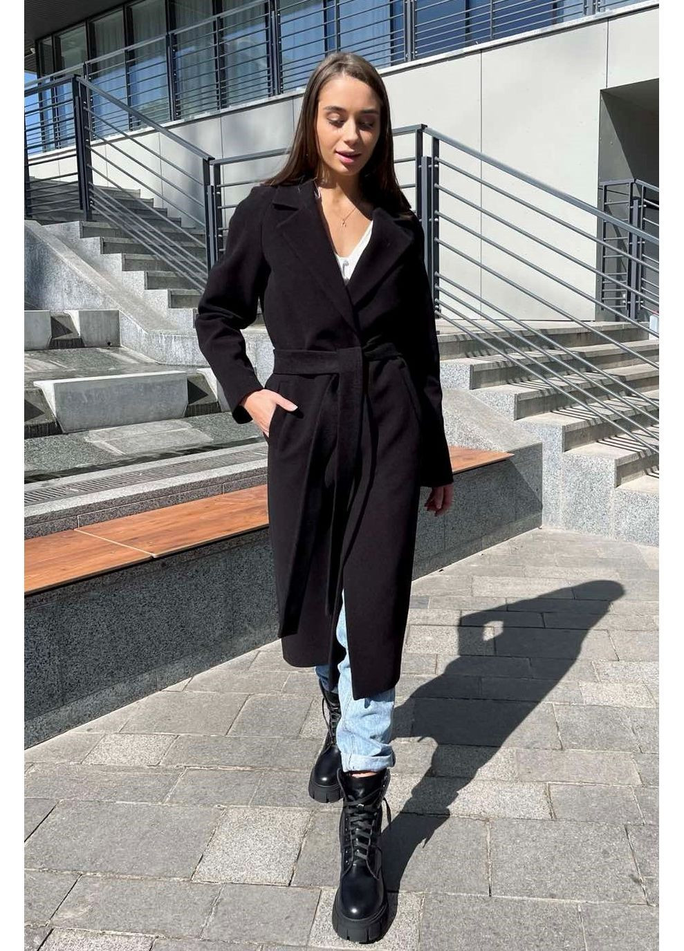 Чорне зимнє Пальто зимове C63 CHICLY