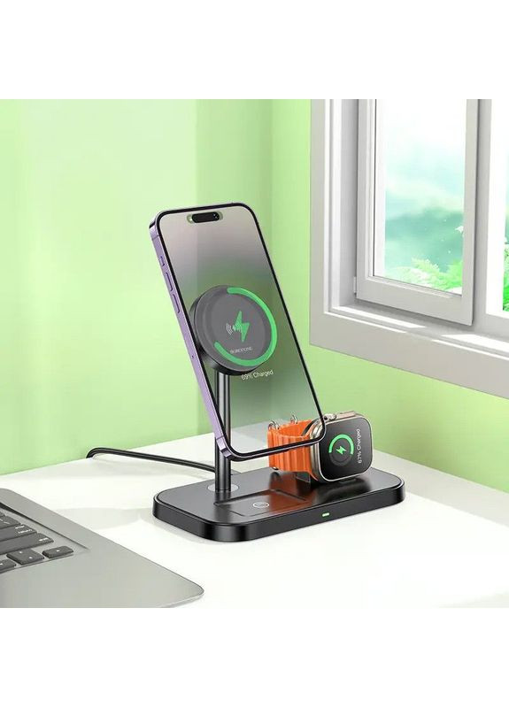 Бездротовий зарядний пристрій BQ29 Feliz 3 в 1 Чорний Borofone (372163070)