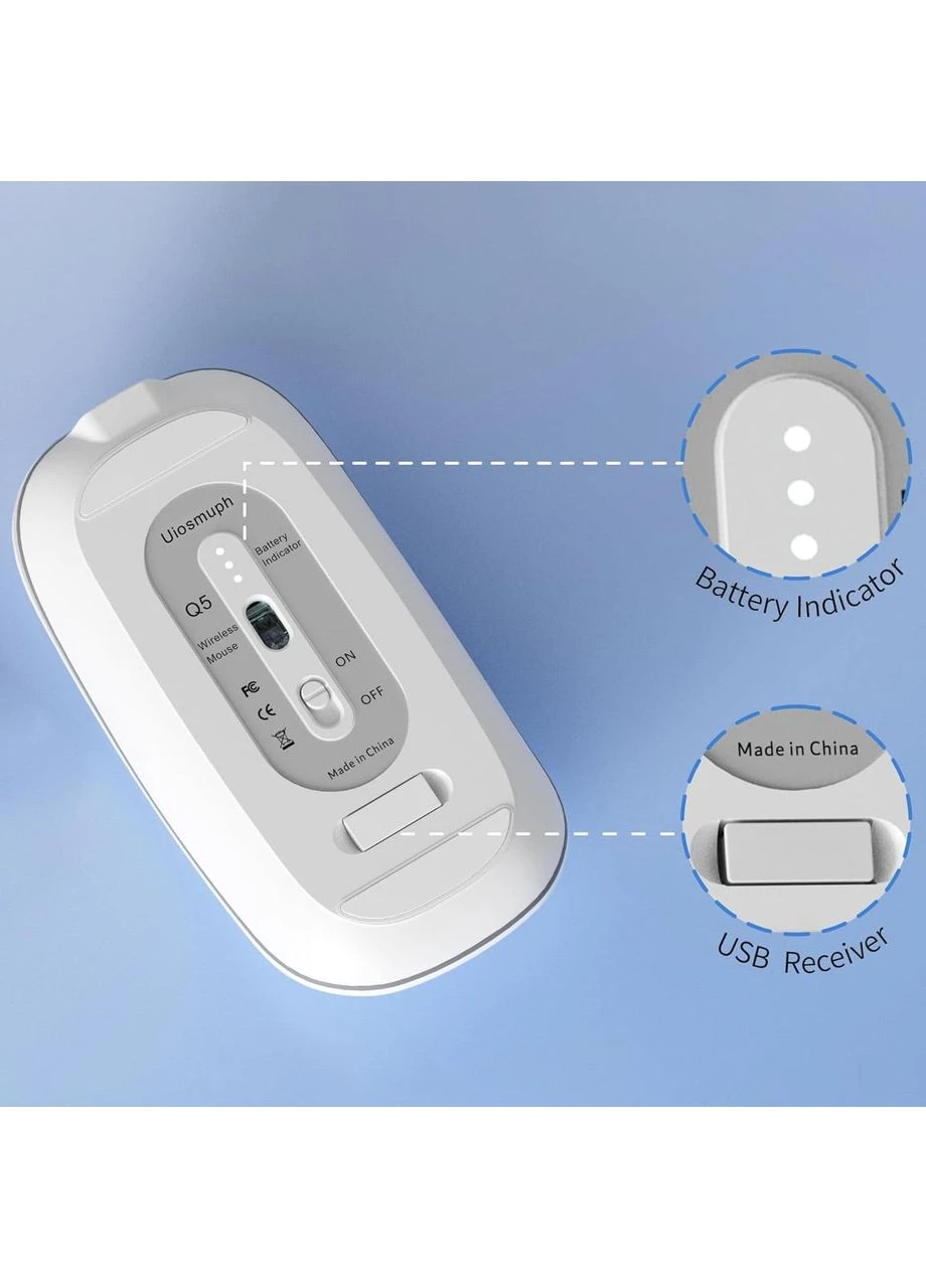 Бездротова миша Uiosmuph Q5 2.4 ГГц з USB-приймачем для ноутбука, ПК, планшета (,біла) No Brand (384686392)