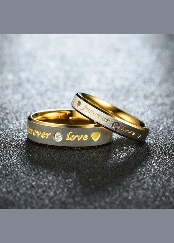 Обручка мед золото Forever Love Каблучка для пропозиції з білим каменем золотиста 6 мм розмір 21 Fashion Jewelry (285110796)