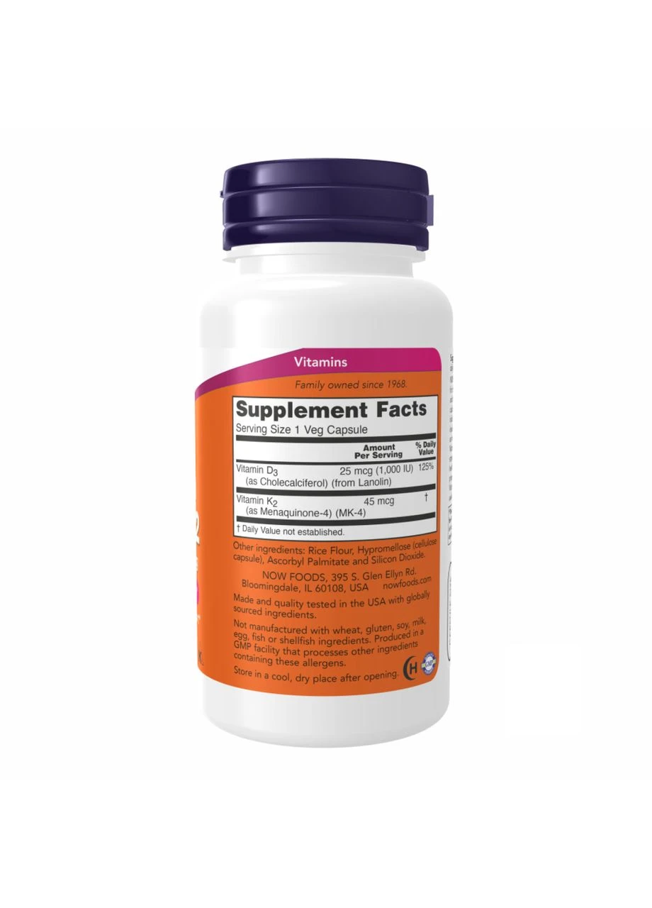 VIT D-3 & K2 1000 IU - 120 vcaps Now Foods (402792702)