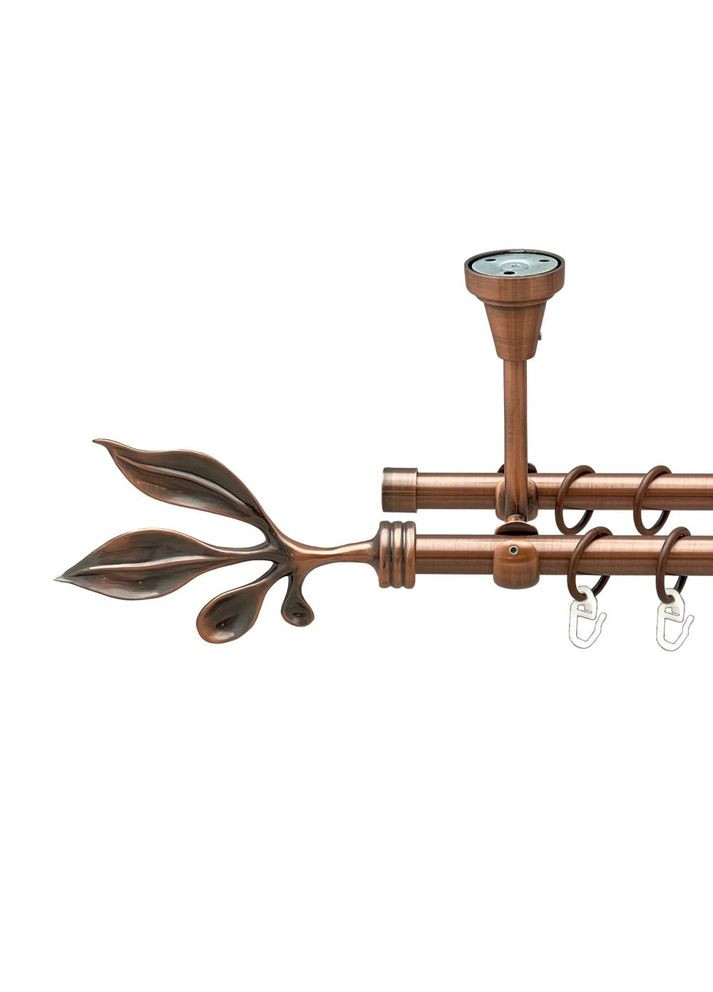 Карниз Баваро металлический двухрядный открытый к потолку гладкая труба Медь 16\16 мм 200 см (00-00020052) ORVIT (300690603)