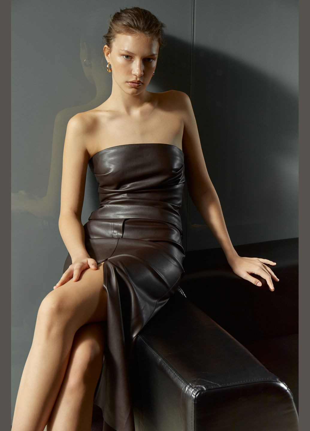 Корсет з екошкіри 656-1 Papaya (302949695)