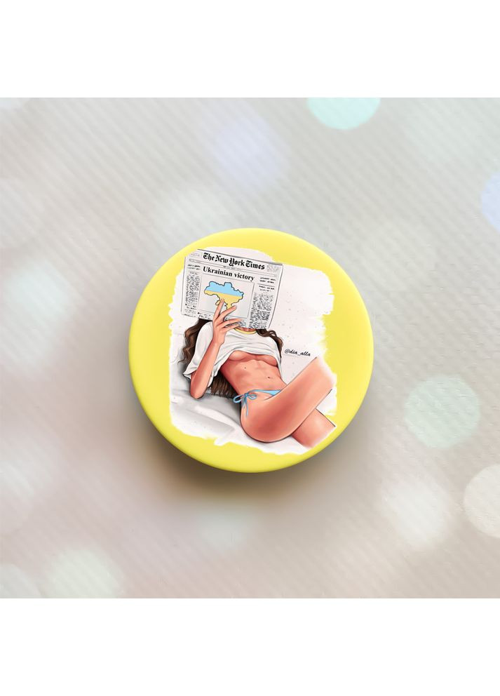 Тримач для смартфона / планшета попсокет Popsocket Жовтий:: Дівчина з газетою (принт 31) Creative (360668469)