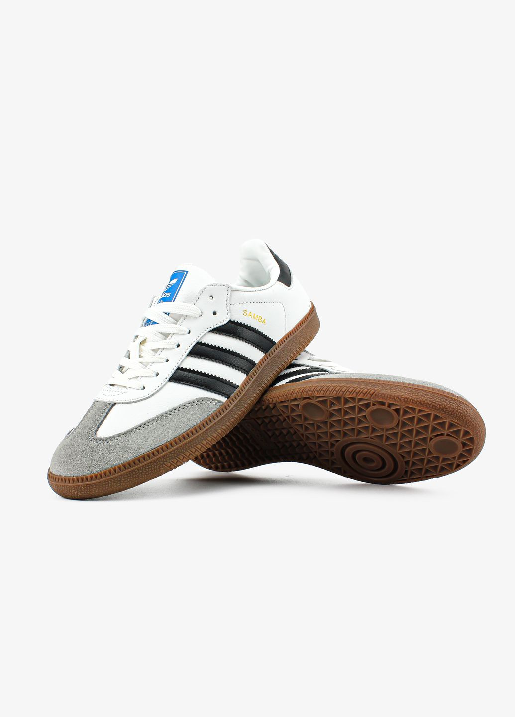 Кросівки жіночі і чоловічі adidas Samba white grey | Адідас Самба білі всесезони (317186495)
