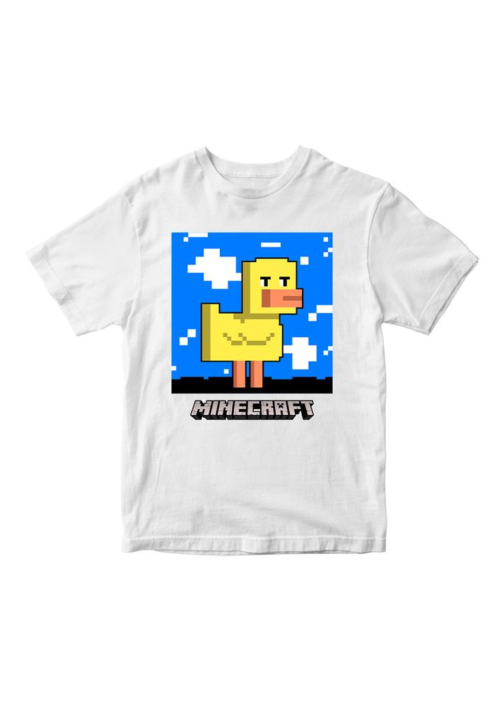 Біла демісезонна футболка біла з оригінальним принтом онлан гри minecraft "качечка minecraft майнкрафт" Кавун футболка