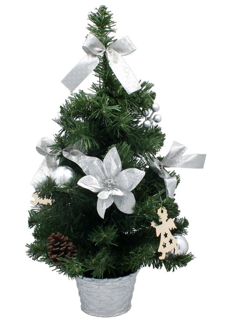 Ялинка штучна, прикрашена, сріблястий декор, 50см Chomik (369765161)