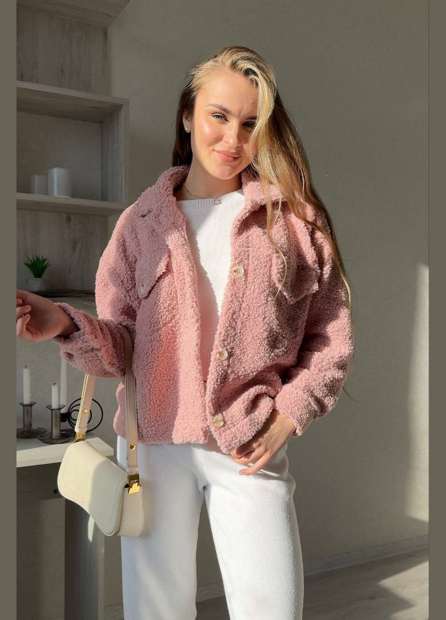 Темно-рожева куртка-сорочка teдді No Brand