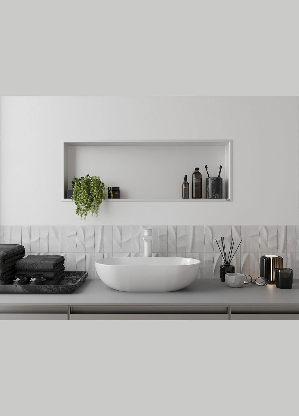 Полиця до ванної вбудована горизонтальна 70 см біла YW-70 Nett (336939048)