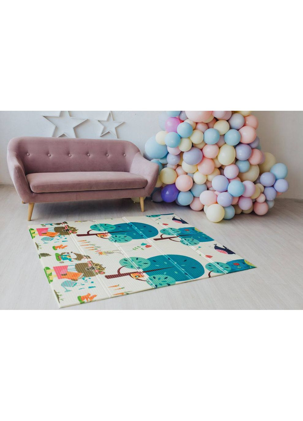 Двухсторонний развивающий термоковрик EVA B-40096 Медвежонок и зебра 150 х 180 см с сумкой Bambi (370693762)