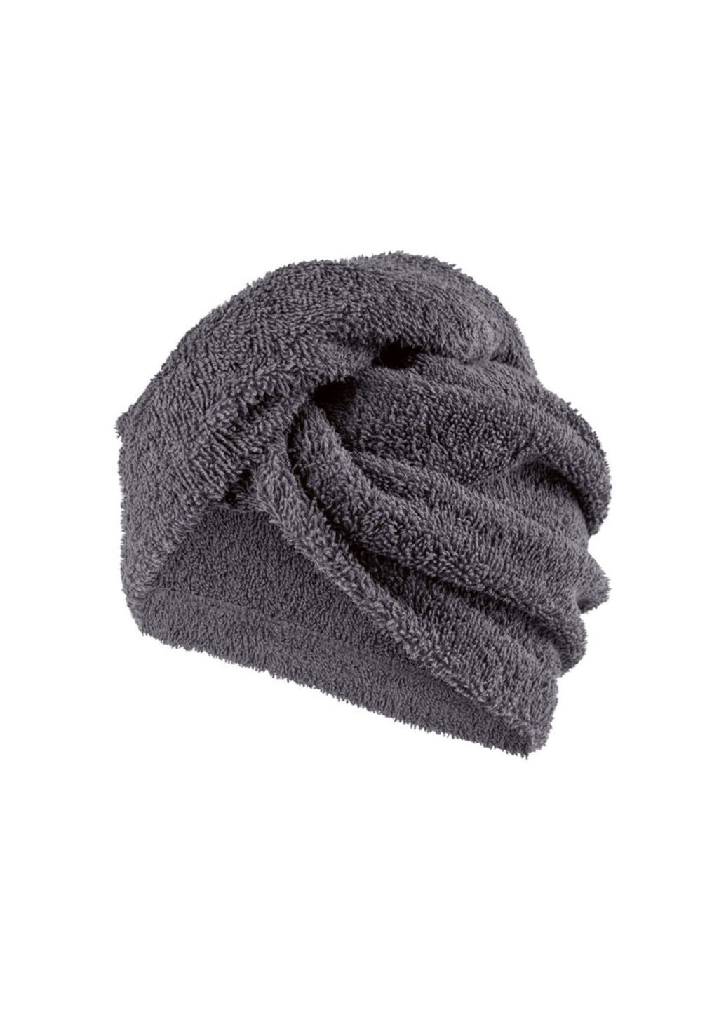 Махровий рушник - тюрбан для волосся із застібкою на гудзик Livarno home сірий