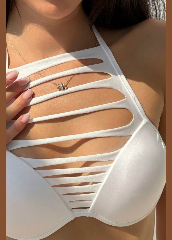 Белый летний купальник женский белого цвета чашка в топ Let's Shop