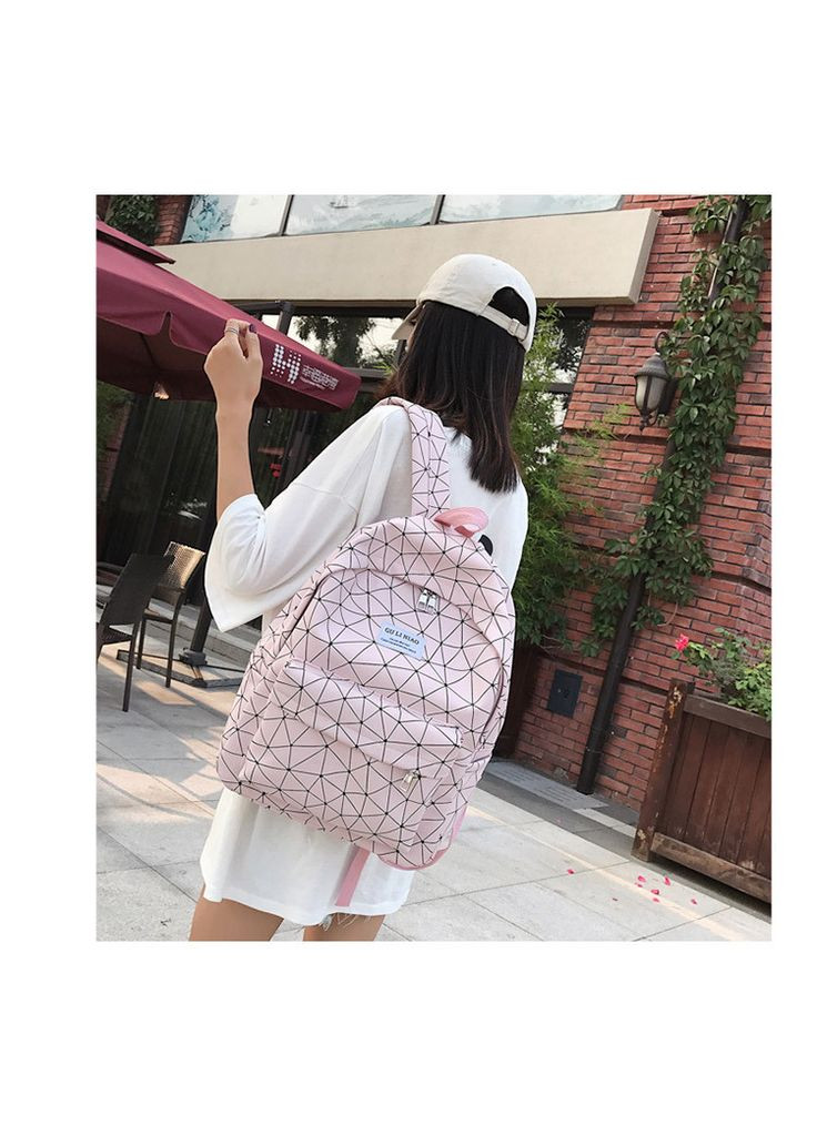 Городской женский розовый рюкзак геометрия КиП (270016474)