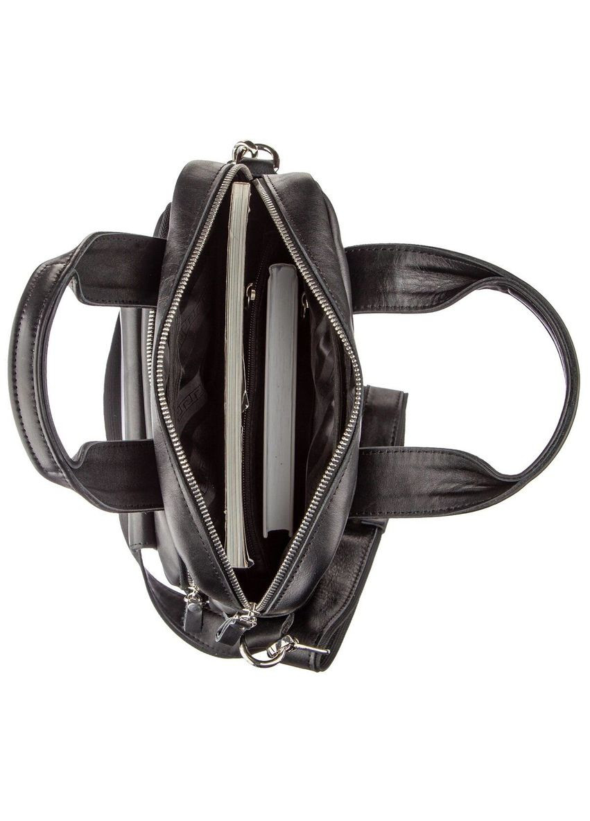 Чоловіча сумка під А4 вертикального формату в гладку шкіру 11165, Чорна Shvigel (331907399)