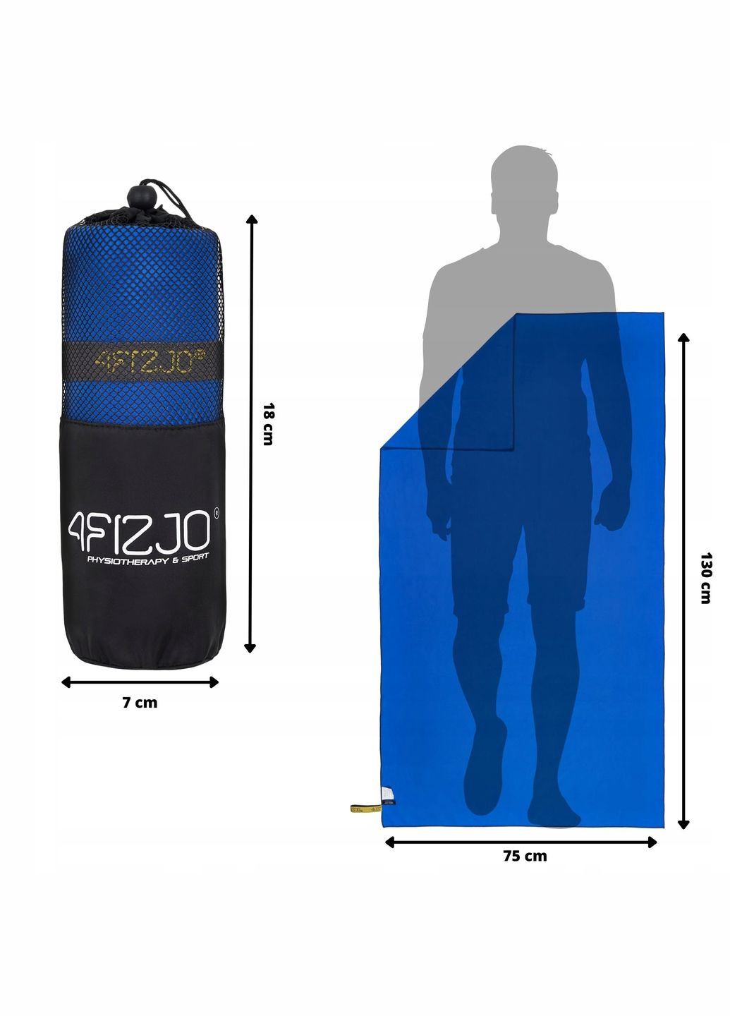 Полотенце спортивное 130 x 75 см из микрофибры 4FJ0435 Blue 4FIZJO синий