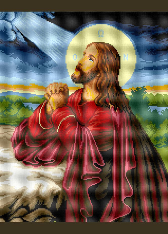 Набір для алмазної мозаїки Ікона Ісус на Оливковій горі 40х50см SP014 ColorArt (299772317)